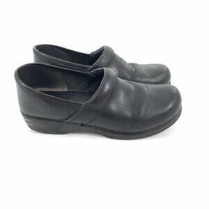 LL Bean Stapled Leather Clog 42 Womens Solid Black Career Work Comfort Nursing